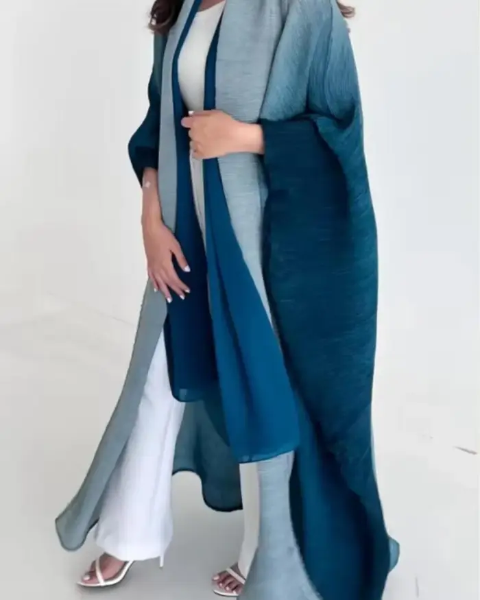 Deep Teal Whisper Abaya - Image 2