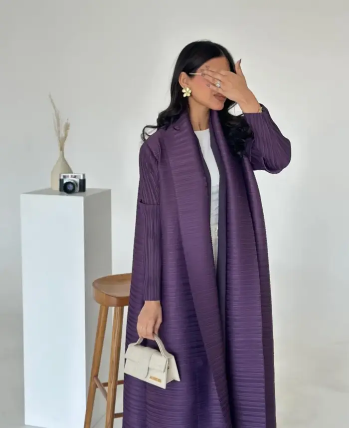 Plum Elegance Pleated Abaya