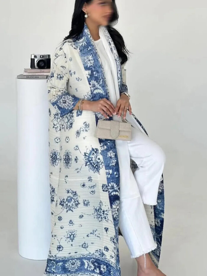 Blue Porcelain Print Abaya