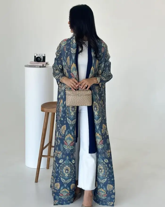 Royal Teal Floral Abaya