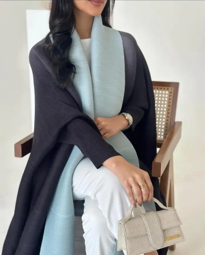 Midnight Aqua Dual Tone Abaya - Image 2