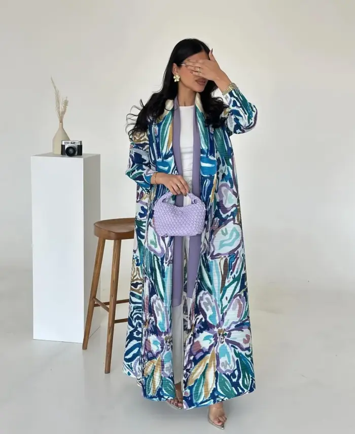 Tropical Bloom Open Abaya - Image 2
