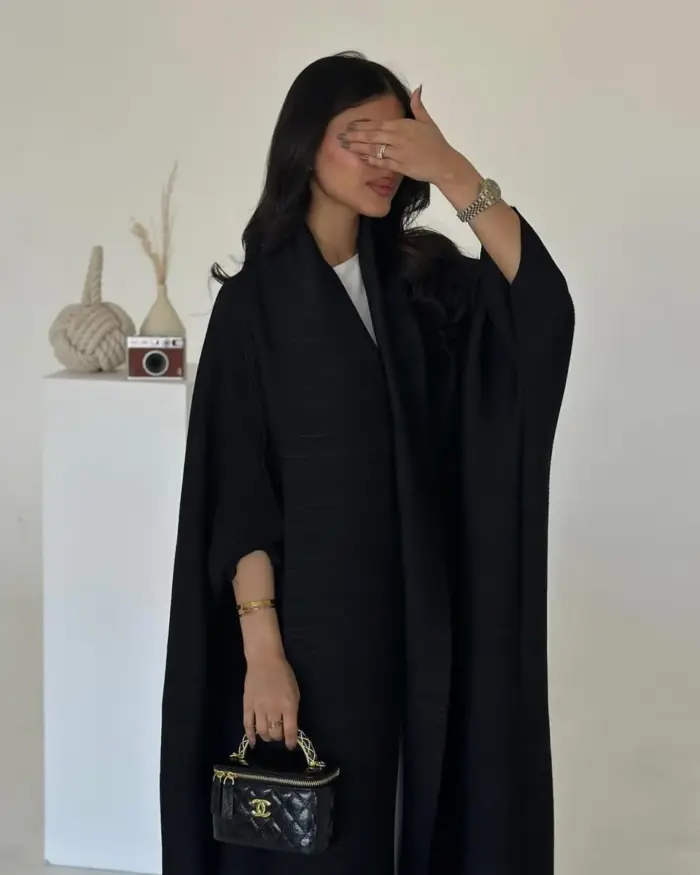 Classic Black Open Abaya - Image 3