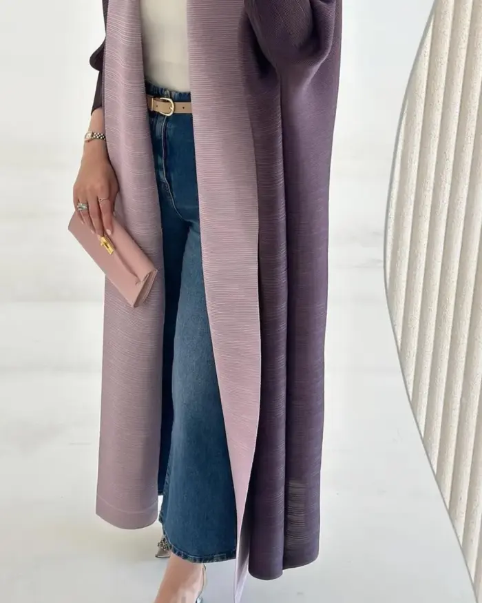 Dusty Plum Two-Tone Abaya - Image 3
