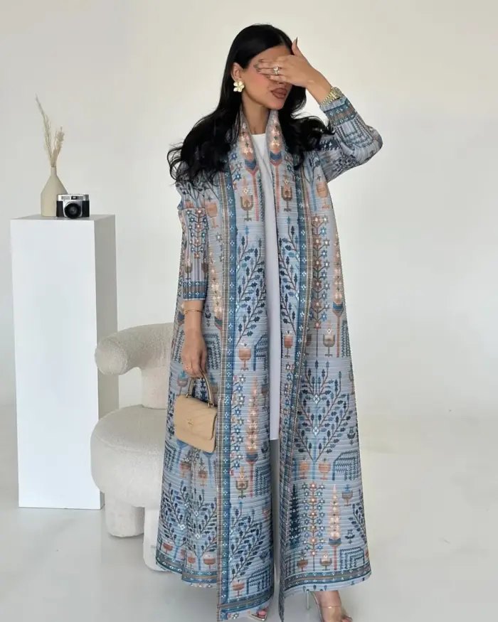 Blue Heritage Garden Abaya - Image 2