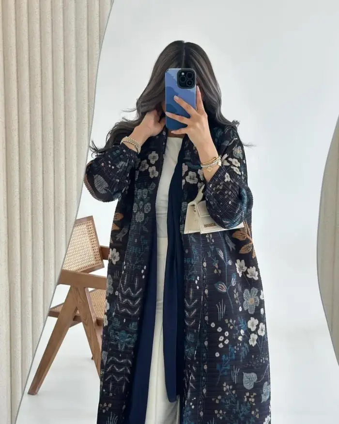Midnight Floral Statement Abaya - Image 2