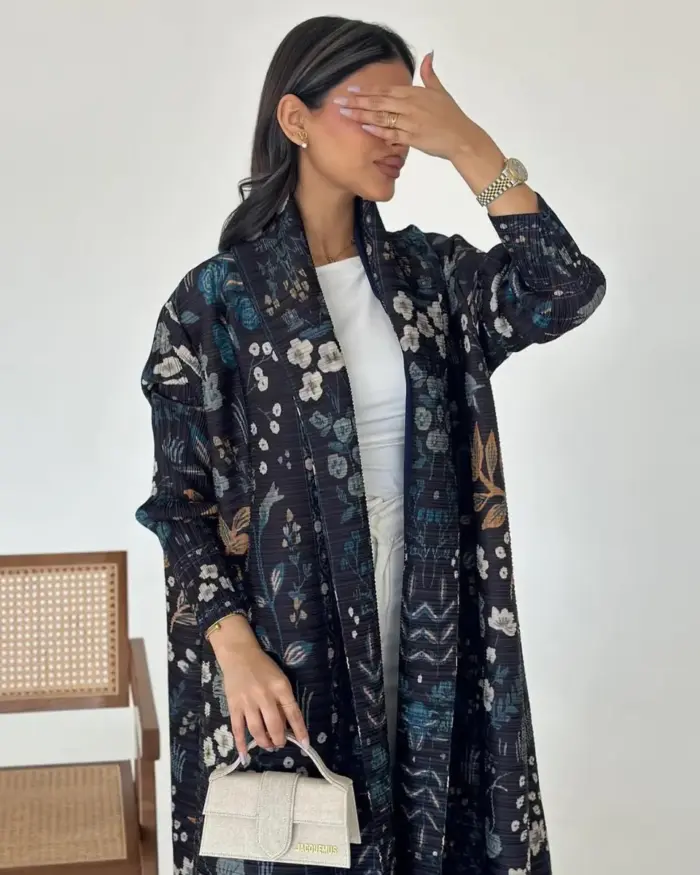 Midnight Floral Statement Abaya - Image 3