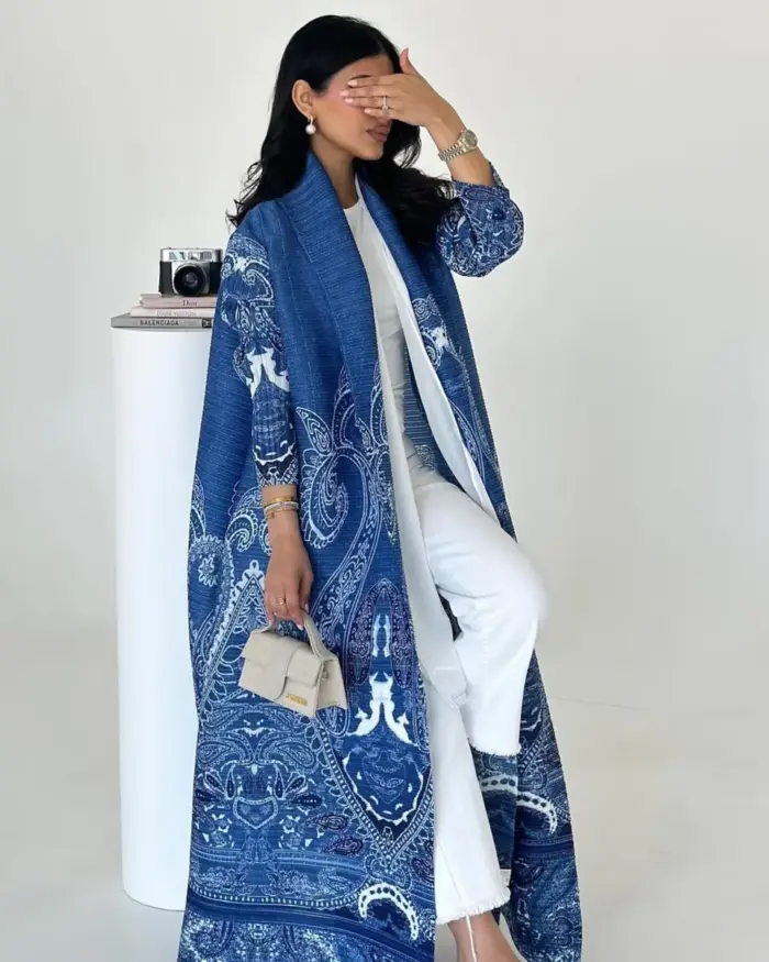 Royal Indigo Paisley Abaya - Image 2