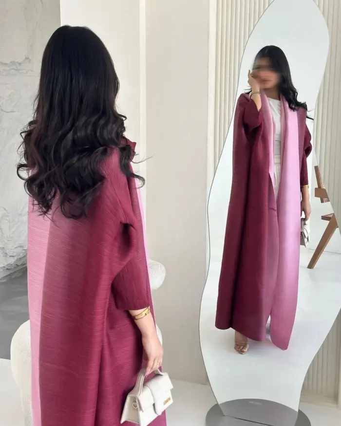 Rosewood Blush Two-Tone Abaya - Image 2