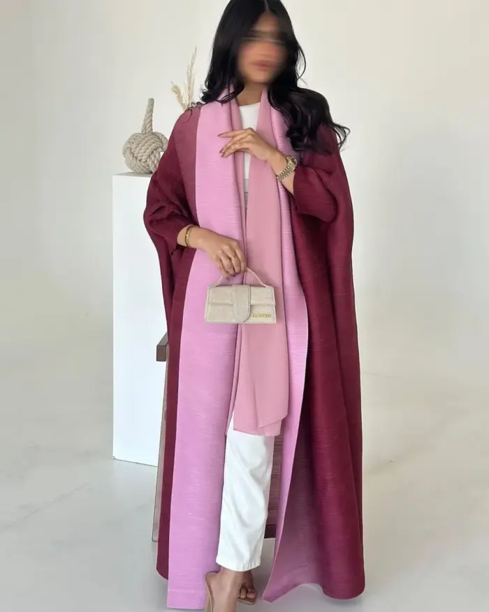 Rosewood Blush Two-Tone Abaya - Image 3