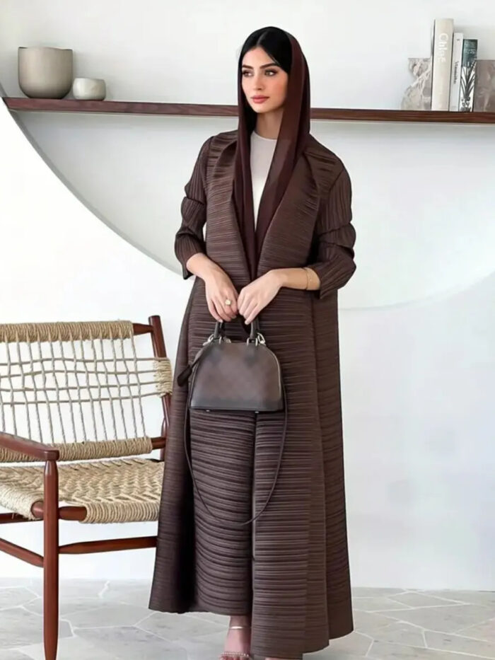 Espresso Luxe Pleated Abaya