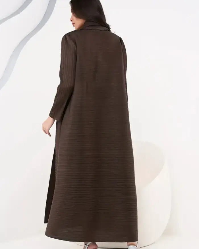 Espresso Luxe Pleated Abaya - Image 3