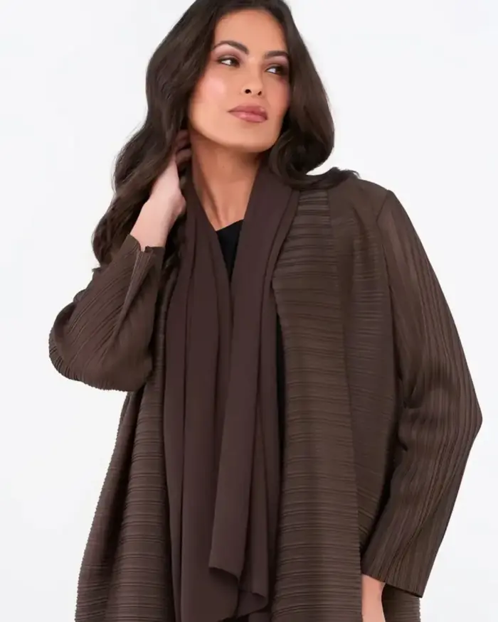 Espresso Luxe Pleated Abaya - Image 4