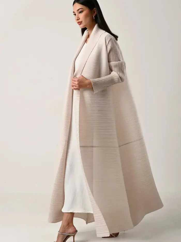 Soft Ivory Pleated Abaya