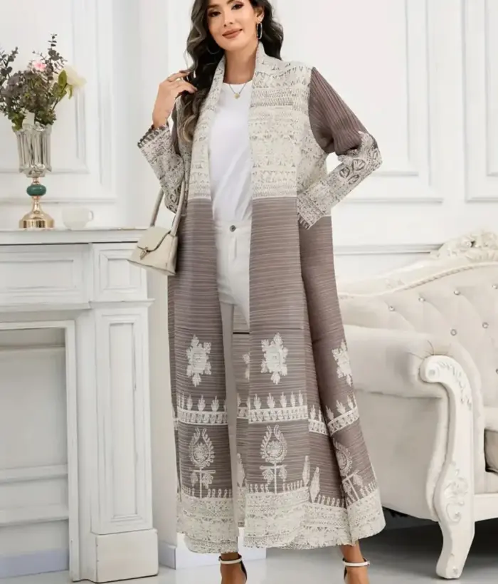 Mocha Ivory Heritage Abaya - Image 4