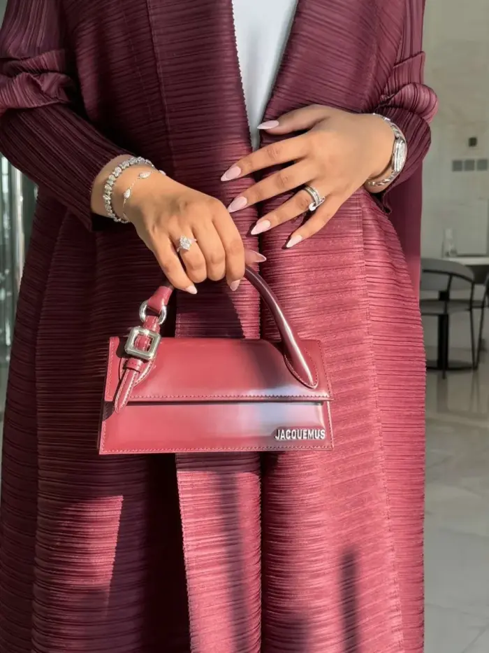 Burgundy Pleated Classic Abaya