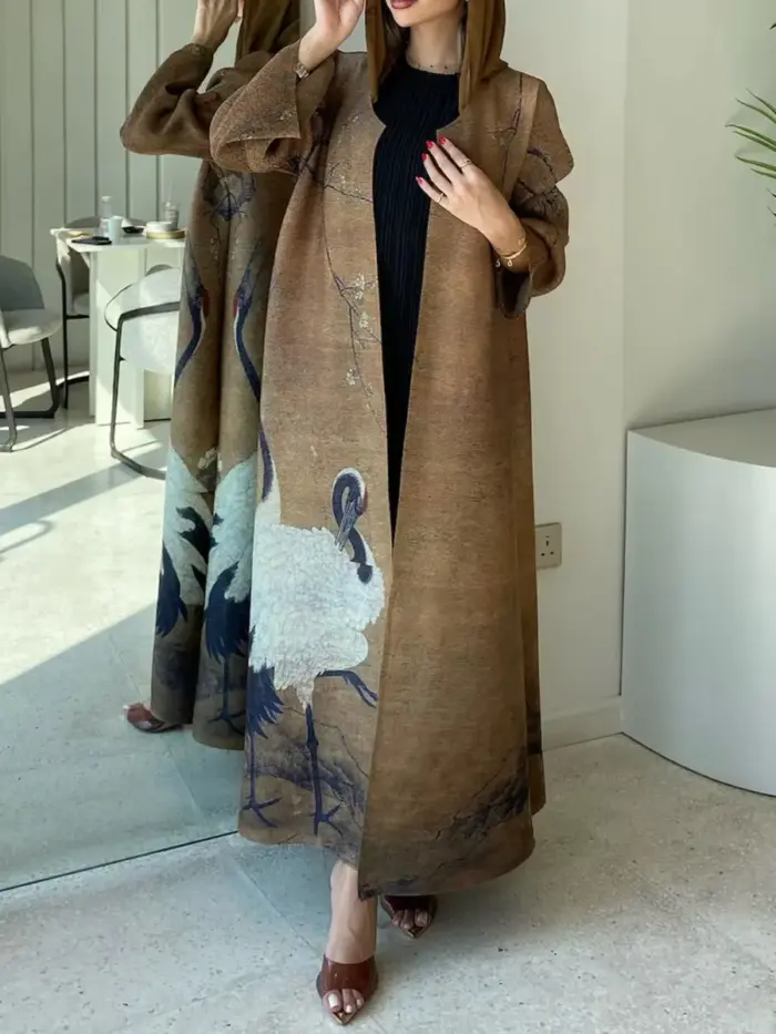 Mocha Crane Statement Abaya