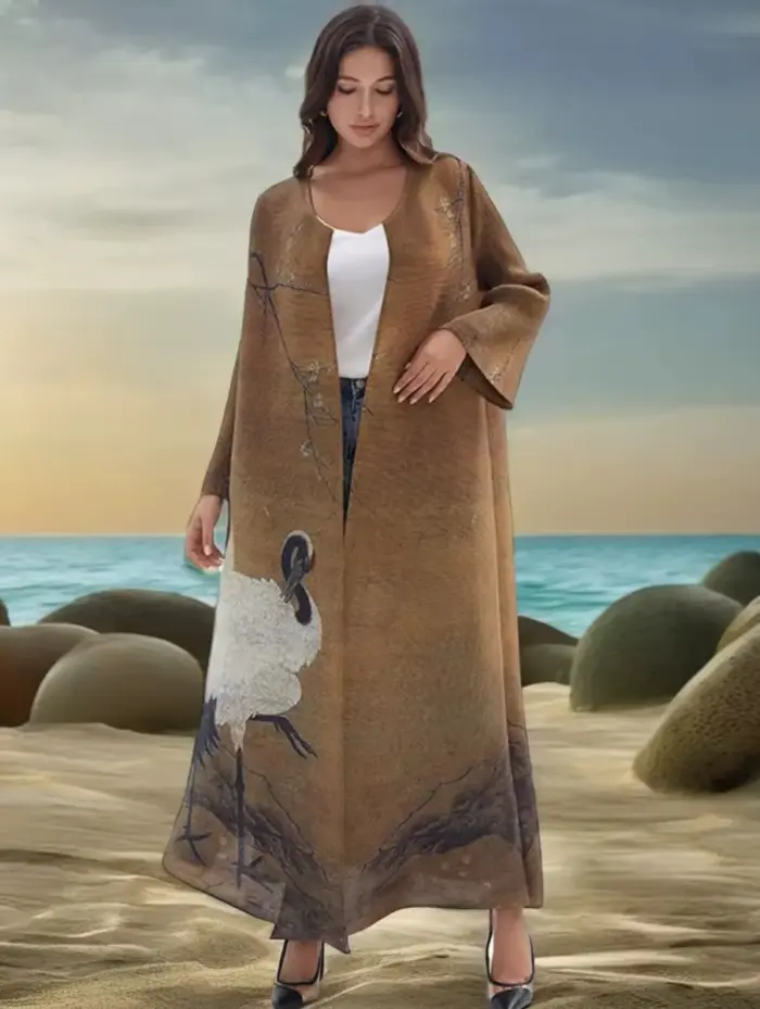 Mocha Crane Statement Abaya - Image 5