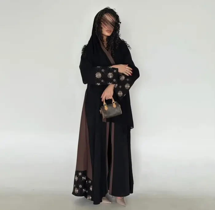 Midnight Mocha Floral Abaya - Image 2