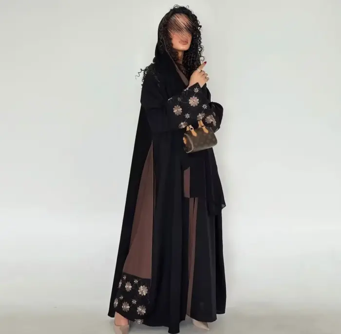 Midnight Mocha Floral Abaya - Image 3