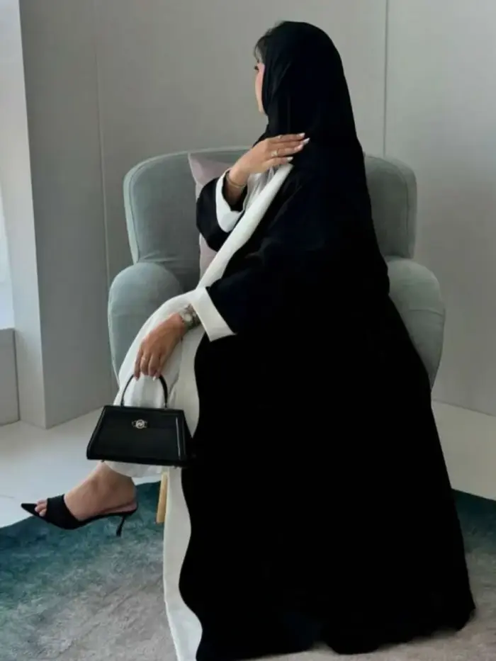Classic Noir Contrast Abaya