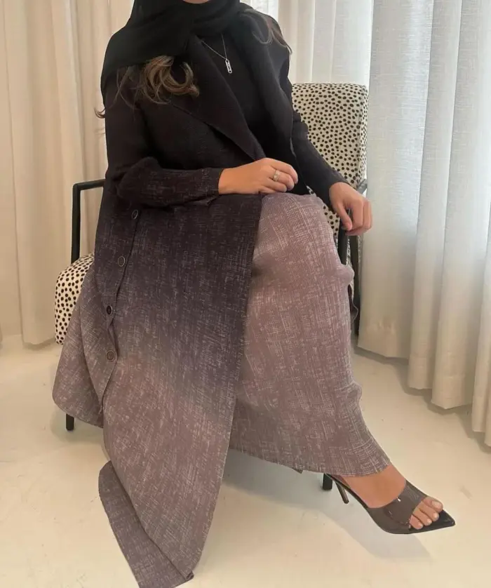 Smoky Mauve Ombre Abaya - Image 2